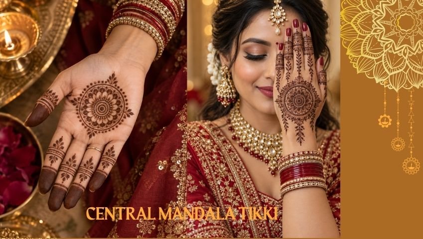 Central mandala tikki mehndi design