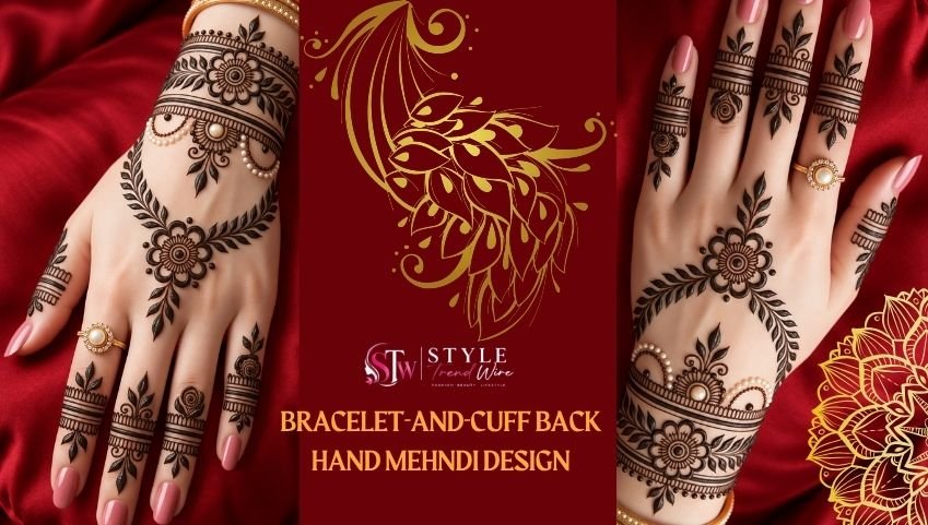 Bracelet cuff Karwa Chauth mehndi design for back hand