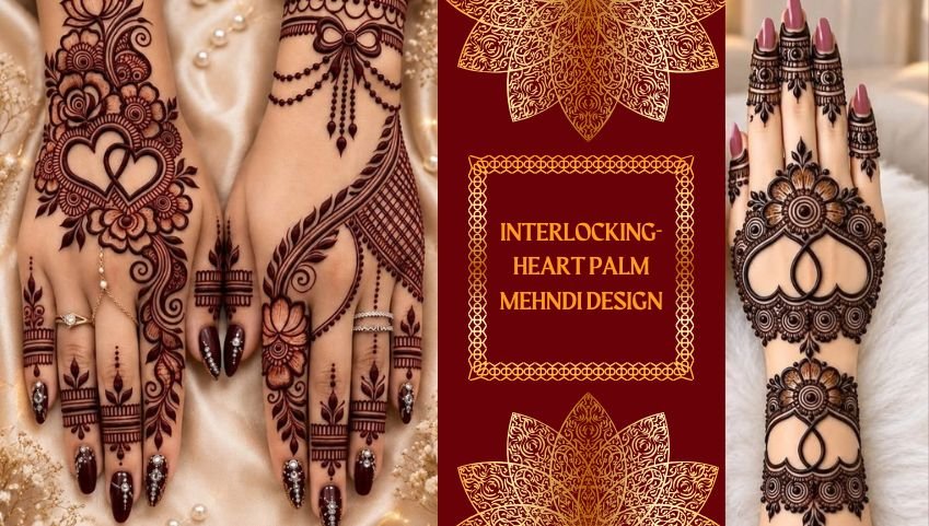 Interlocking-heart palm mehndi design