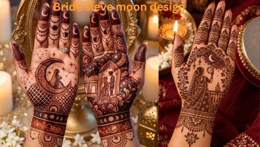 Bride viewing the moon through a sieve design