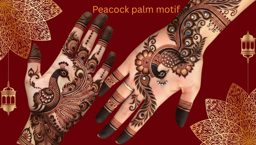 Peacock palm motif mehndi design